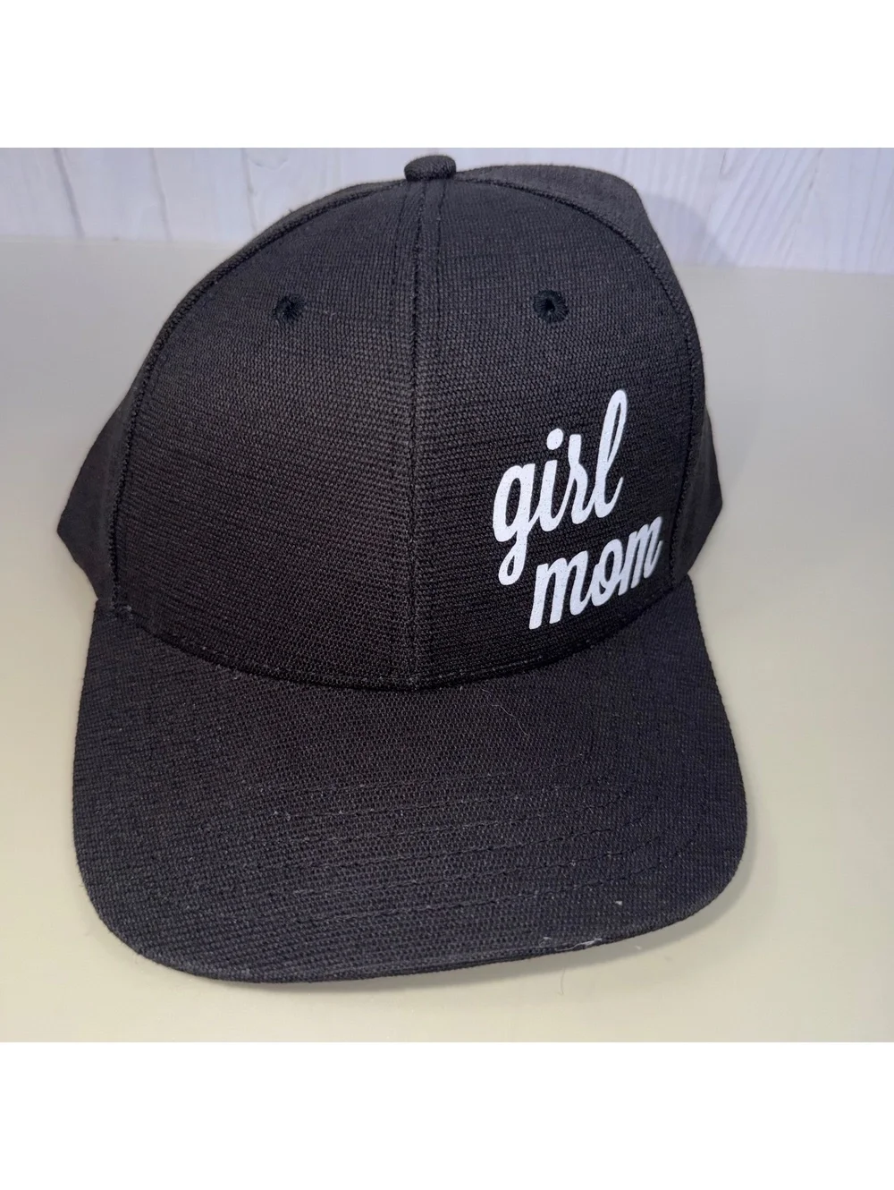 Hank Orange Girl Mom Black Snapback Baseball Hat White Script NWOT